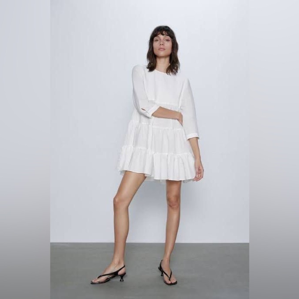 Zara white babydoll mini dress